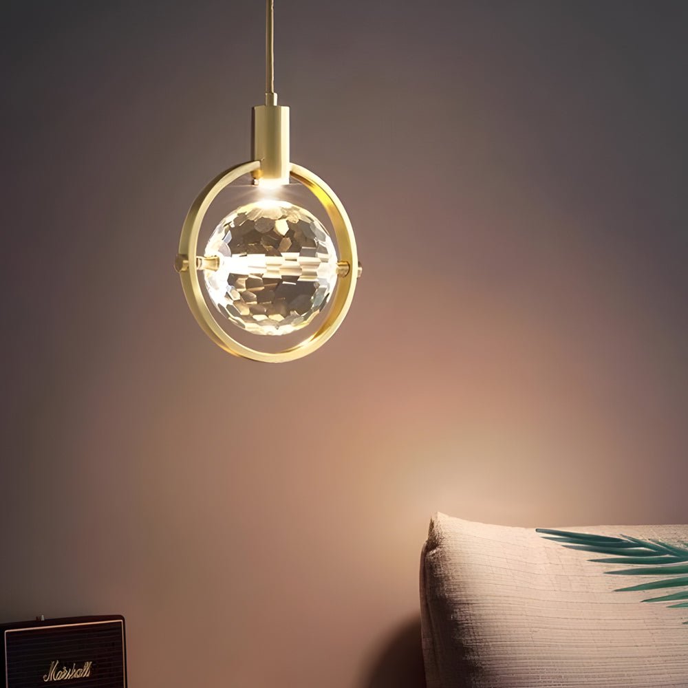 Crystal Ball Modern Pendant Light – Iron & Glass Hanging Fixture