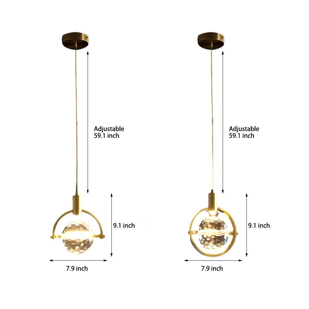 Crystal Ball Modern Pendant Light – Iron & Glass Hanging Fixture