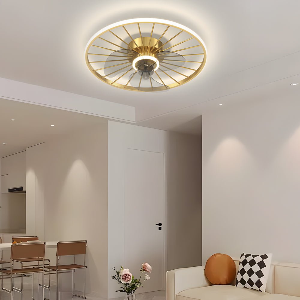 Modern Nordic Flush Mount Ceiling Fan Light with Dimmable LED
