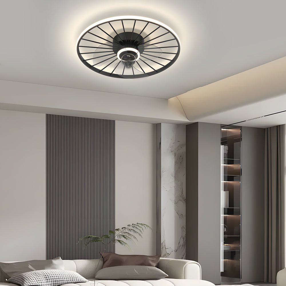 Modern Nordic Flush Mount Ceiling Fan Light with Dimmable LED