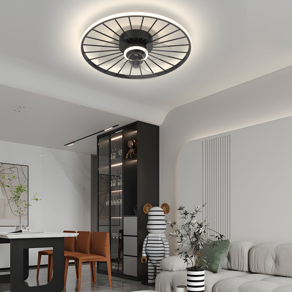 Modern Nordic Flush Mount Ceiling Fan Light with Dimmable LED
