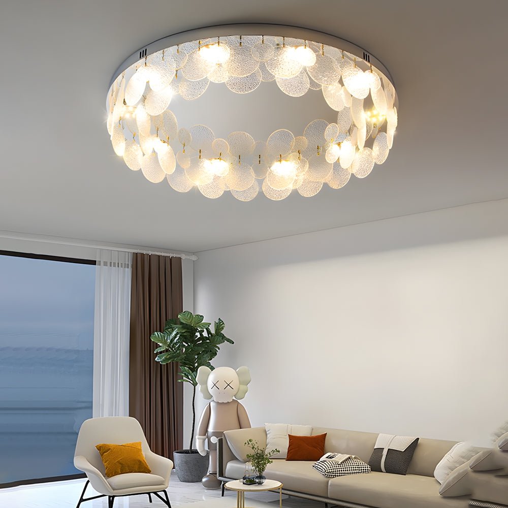 Glass Seashell Flush Mount Ceiling Light with 3-Step Dimming