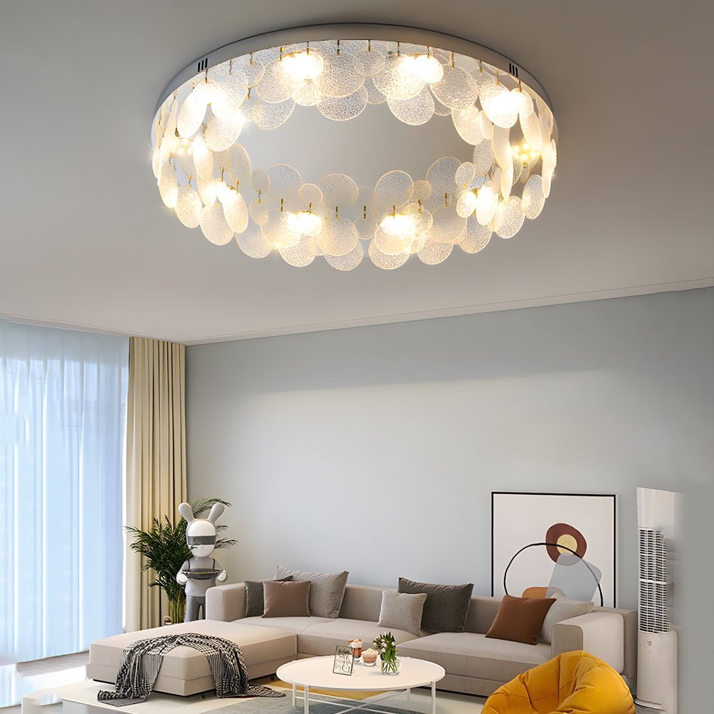 Glass Seashell Flush Mount Ceiling Light with 3-Step Dimming