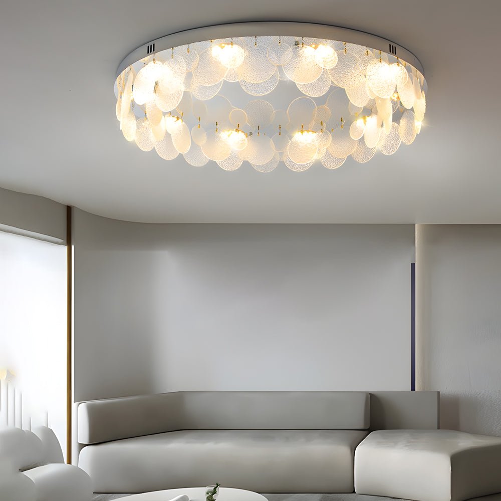 Glass Seashell Flush Mount Ceiling Light with 3-Step Dimming
