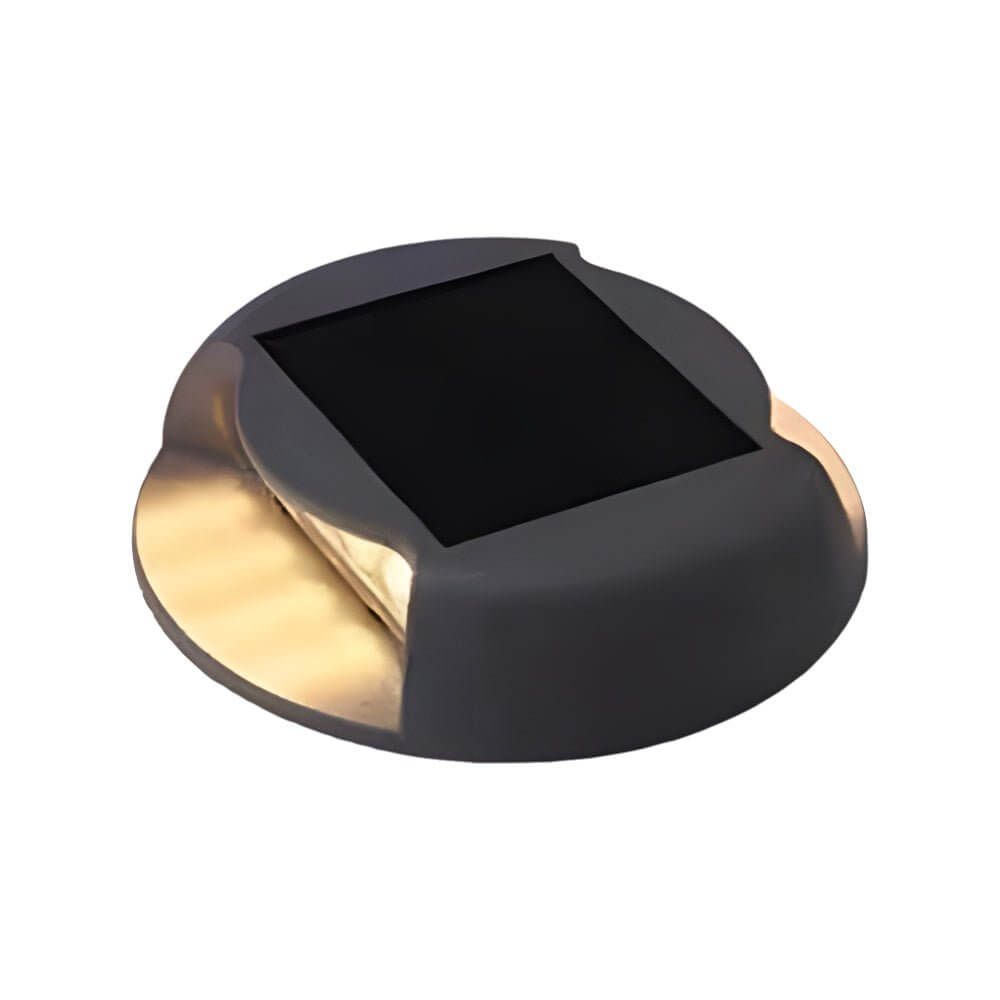 Modern Round Solar LED Step & Deck Light - Gray ABS Outdoor