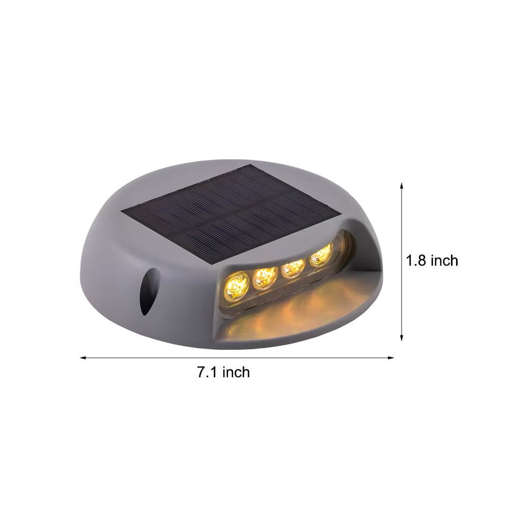 Modern Round Solar LED Step & Deck Light - Gray ABS Outdoor