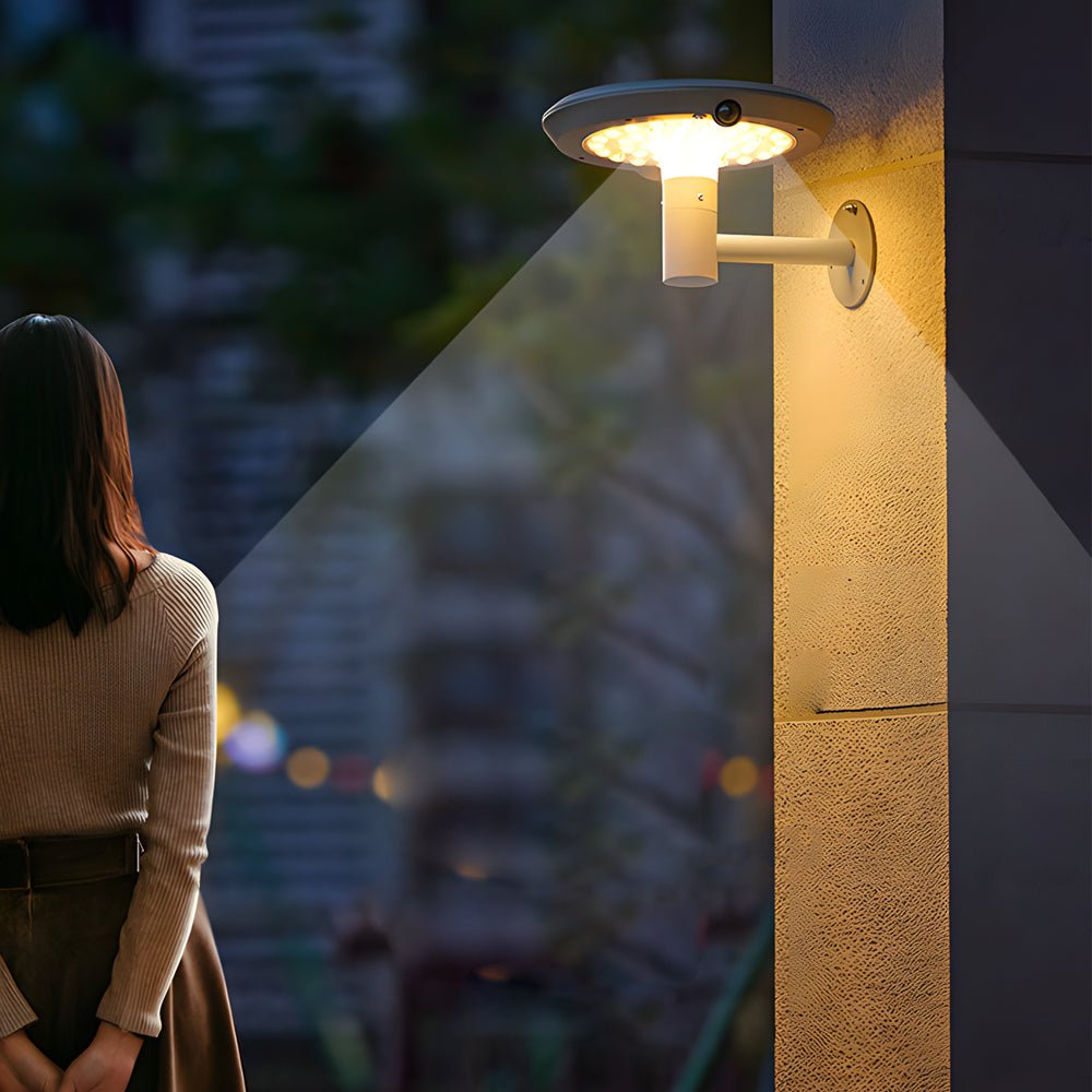 Round Solar LED Outdoor Wall Light with Motion Sensor