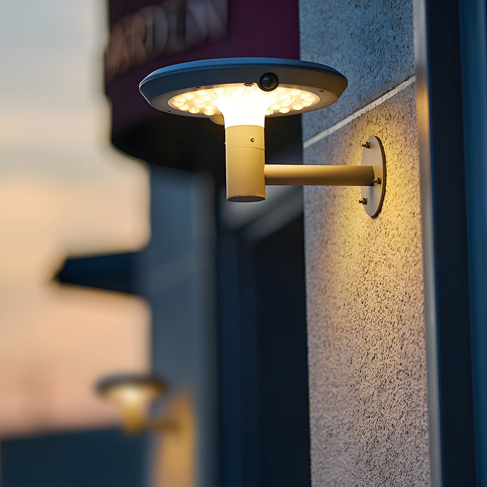 Round Solar LED Outdoor Wall Light with Motion Sensor