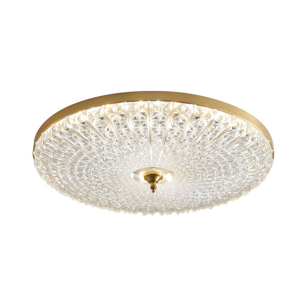 Modern Round Glass Flush Mount Ceiling Light with LED Dimming