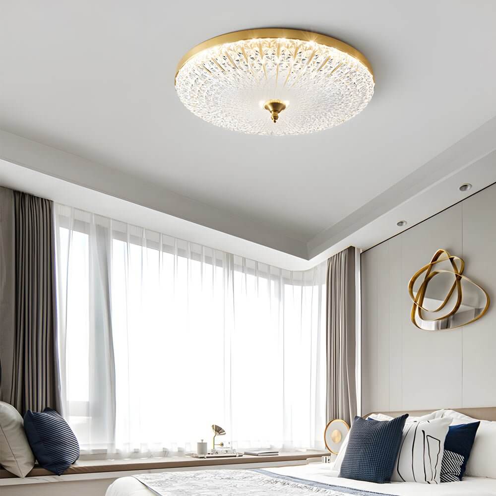 Modern Round Glass Flush Mount Ceiling Light with LED Dimming