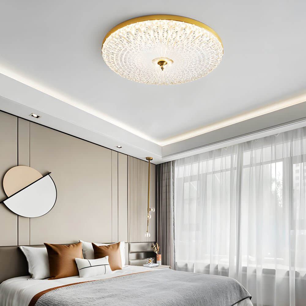 Modern Round Glass Flush Mount Ceiling Light with LED Dimming