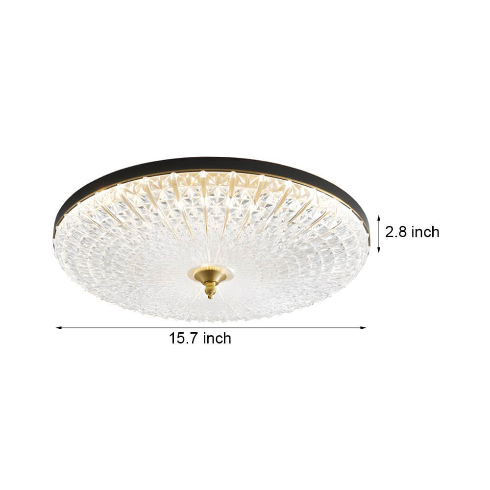 Modern Round Glass Flush Mount Ceiling Light with LED Dimming