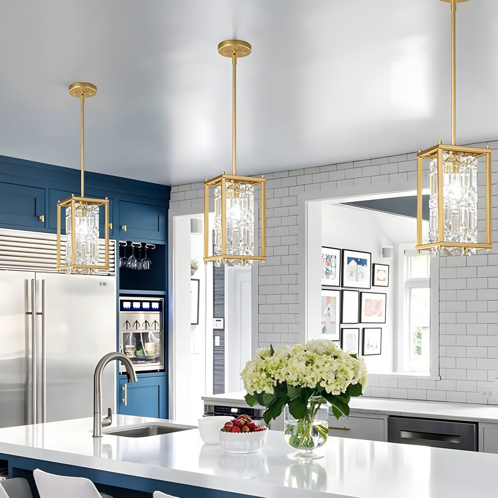 Crystal Pendant Light with Iron Frame - Modern Chandelier