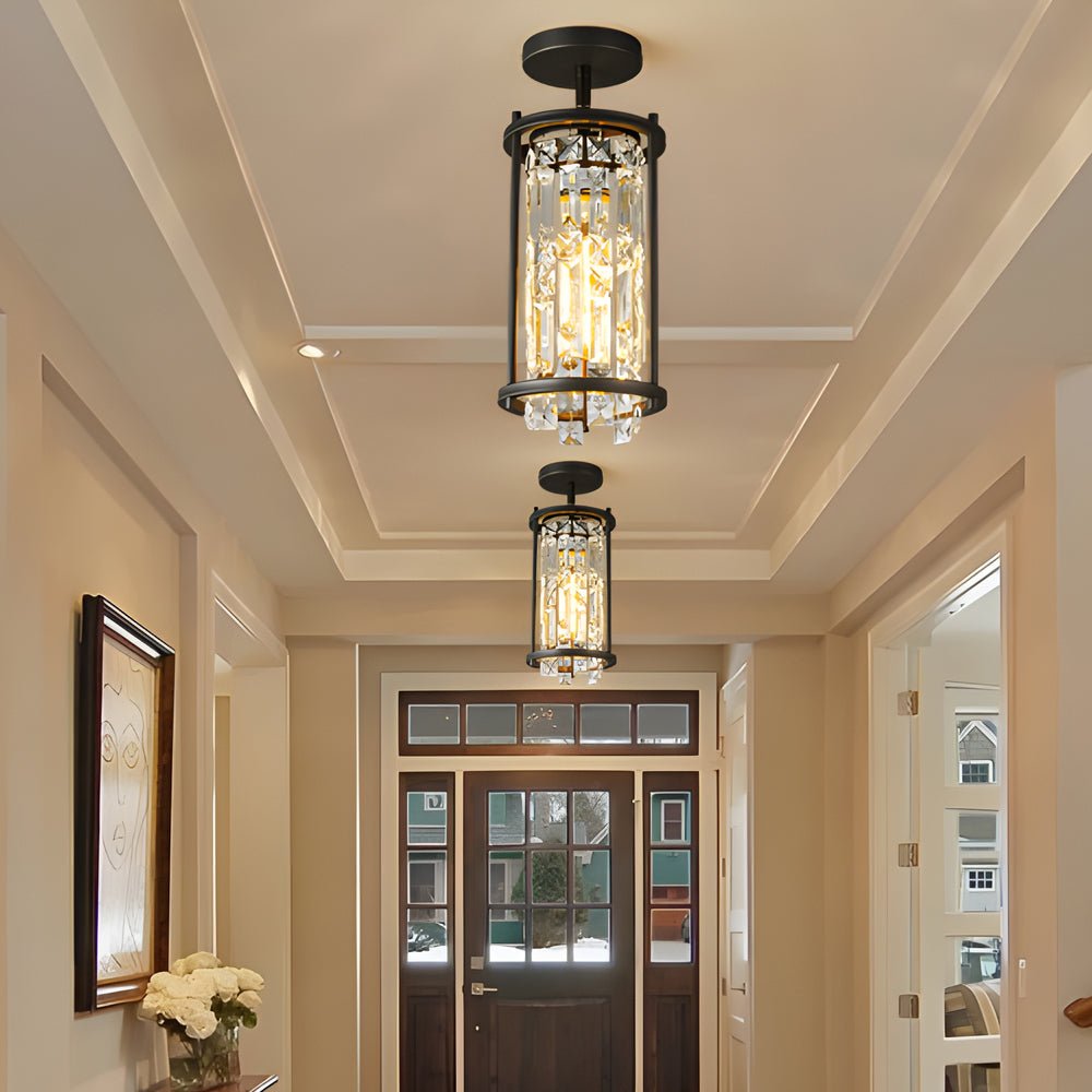 Crystal Pendant Light with Iron Frame - Modern Chandelier