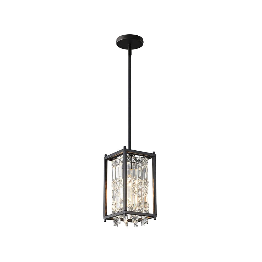 Crystal Pendant Light with Iron Frame - Modern Chandelier