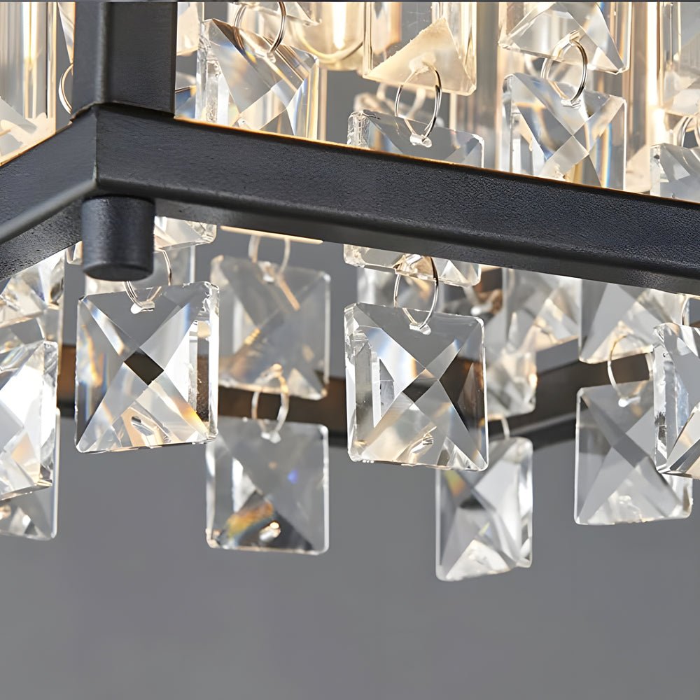 Crystal Pendant Light with Iron Frame - Modern Chandelier