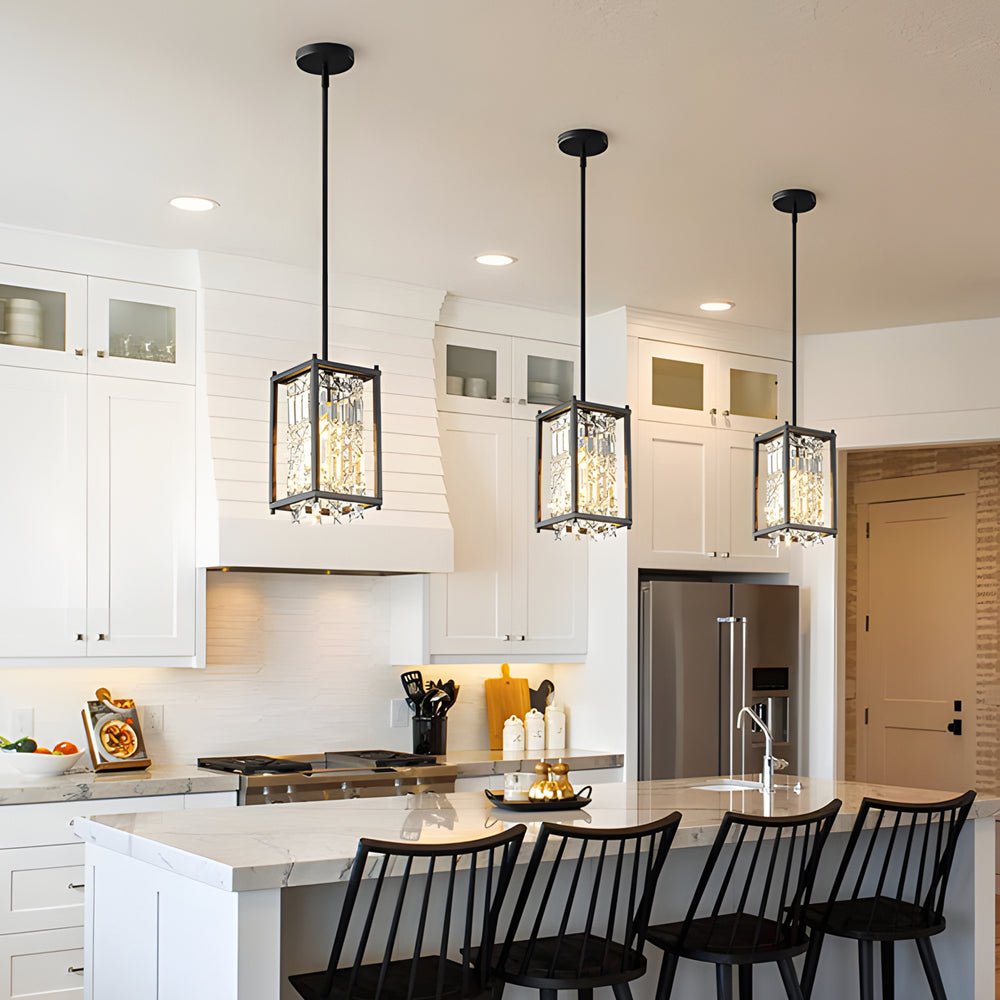 Crystal Pendant Light with Iron Frame - Modern Chandelier