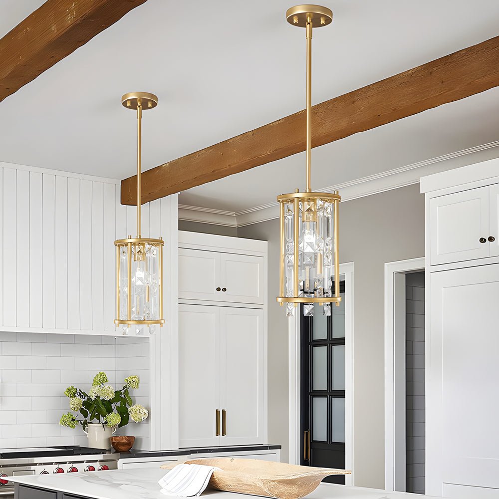 Crystal Pendant Light with Iron Frame - Modern Chandelier