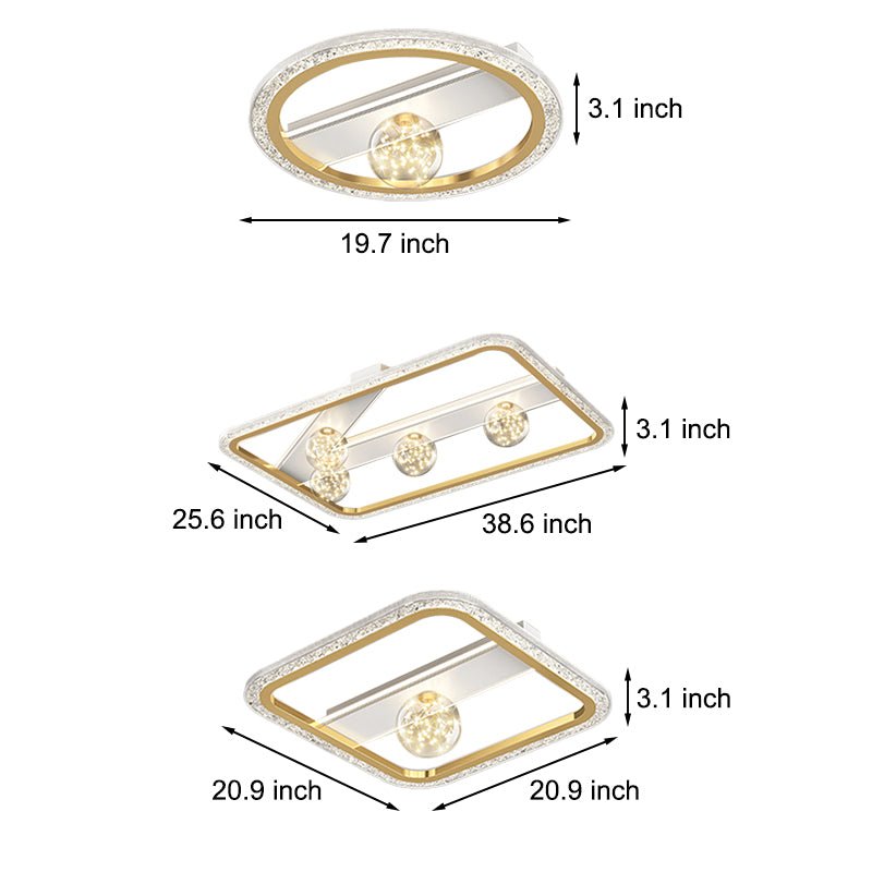 Dimmable LED Geometric Semi Flush Mount Ceiling Light
