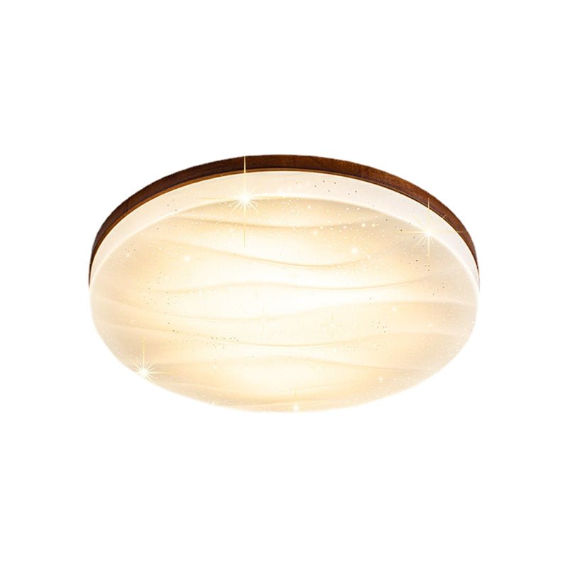 Wood LED Flush Mount Ceiling Light with Three-Step Dimming