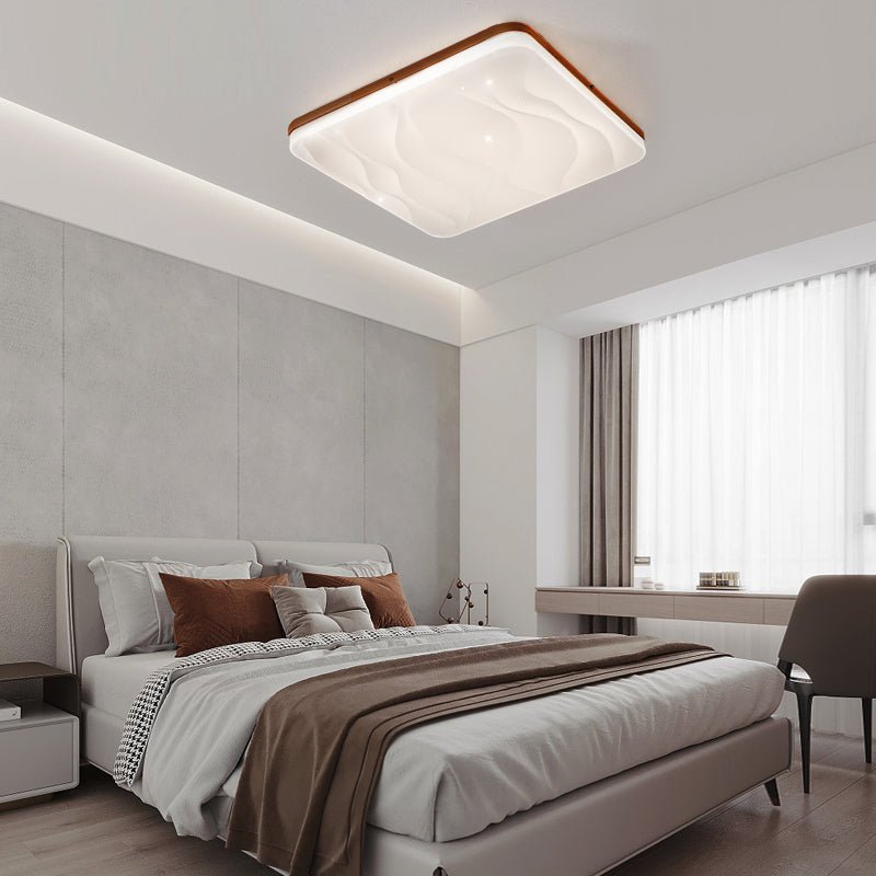 Wood LED Flush Mount Ceiling Light with Three-Step Dimming
