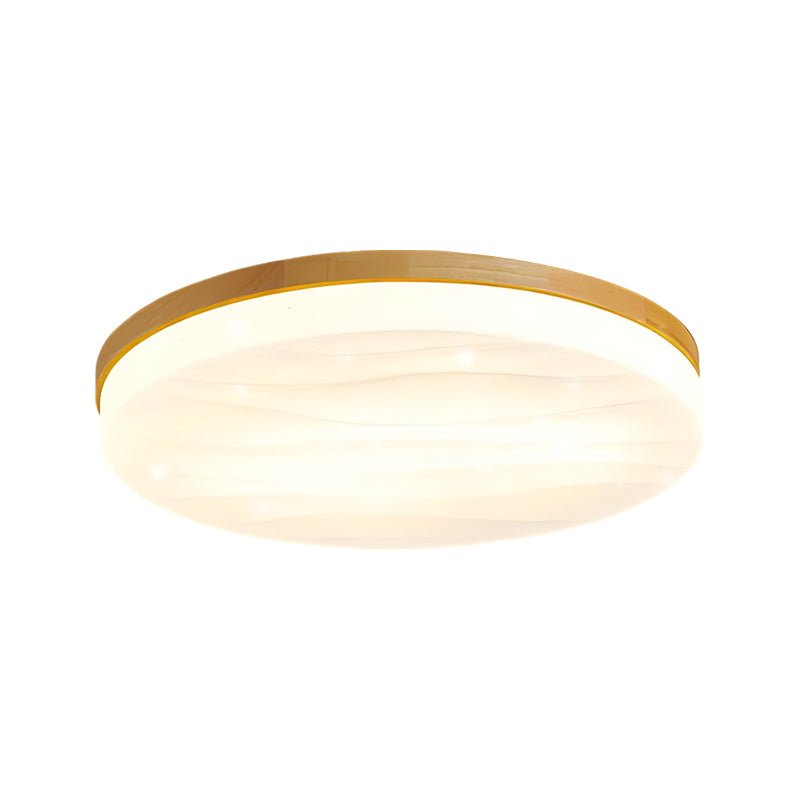 Wood LED Flush Mount Ceiling Light with Three-Step Dimming