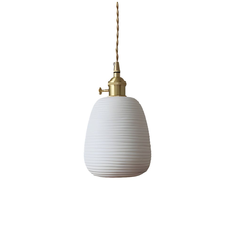 Handmade Ceramic Pendant Light with Brass Holder Modern Minimalist