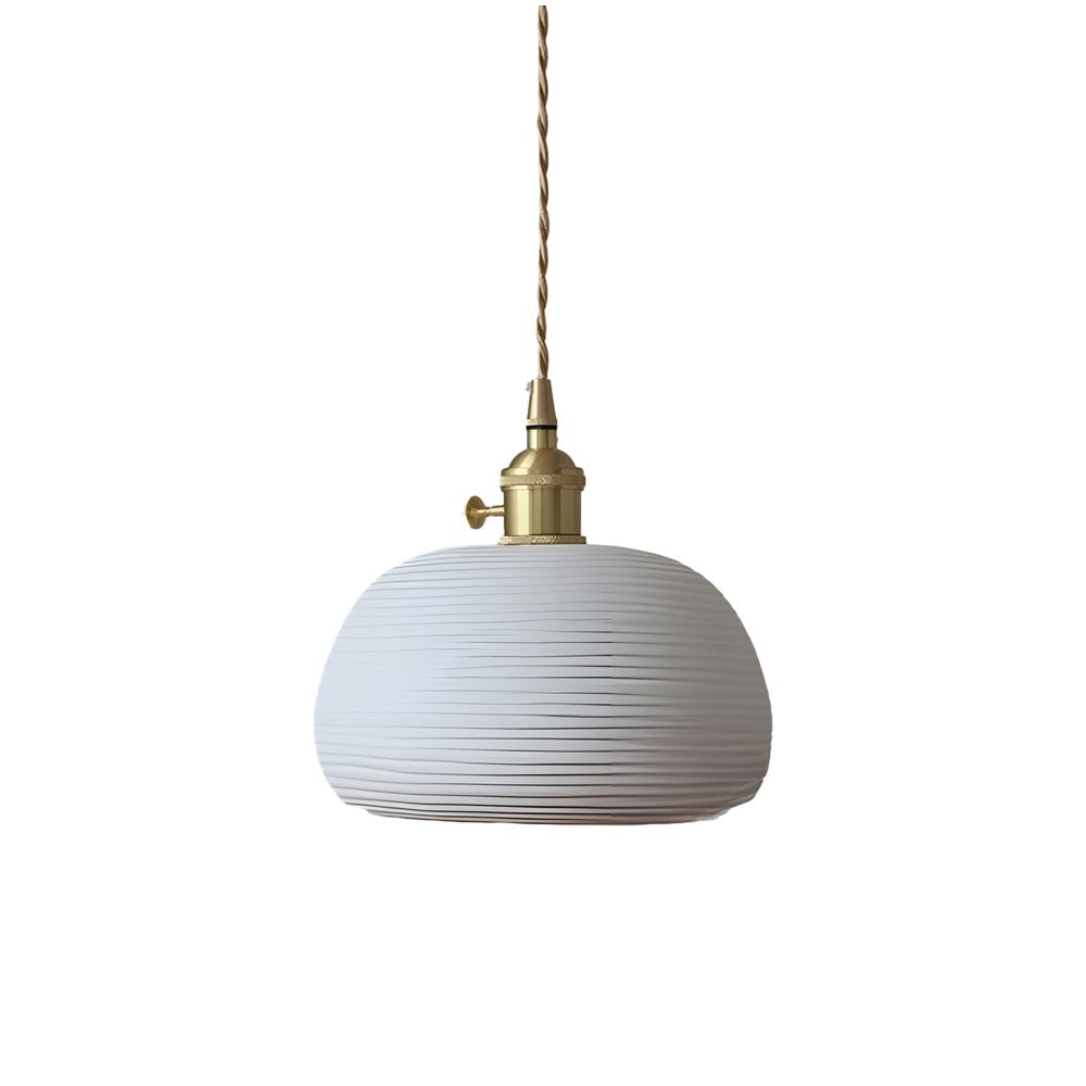 Handmade Ceramic Pendant Light with Brass Holder Modern Minimalist