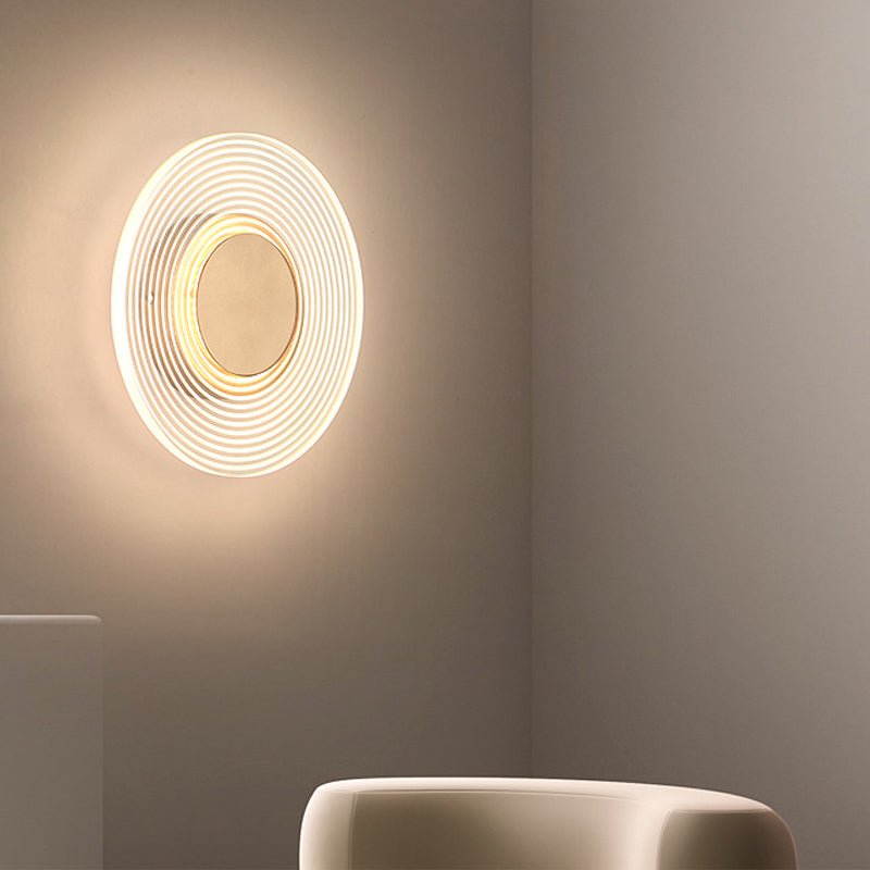Round Striped Acrylic LED Wall Sconce - Modern Minimalist Design