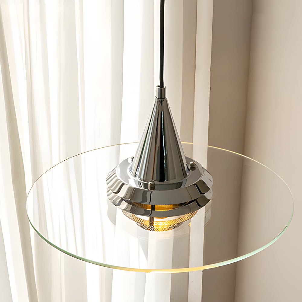 Modern Glass UFO Pendant Light with 3-Step Dimming