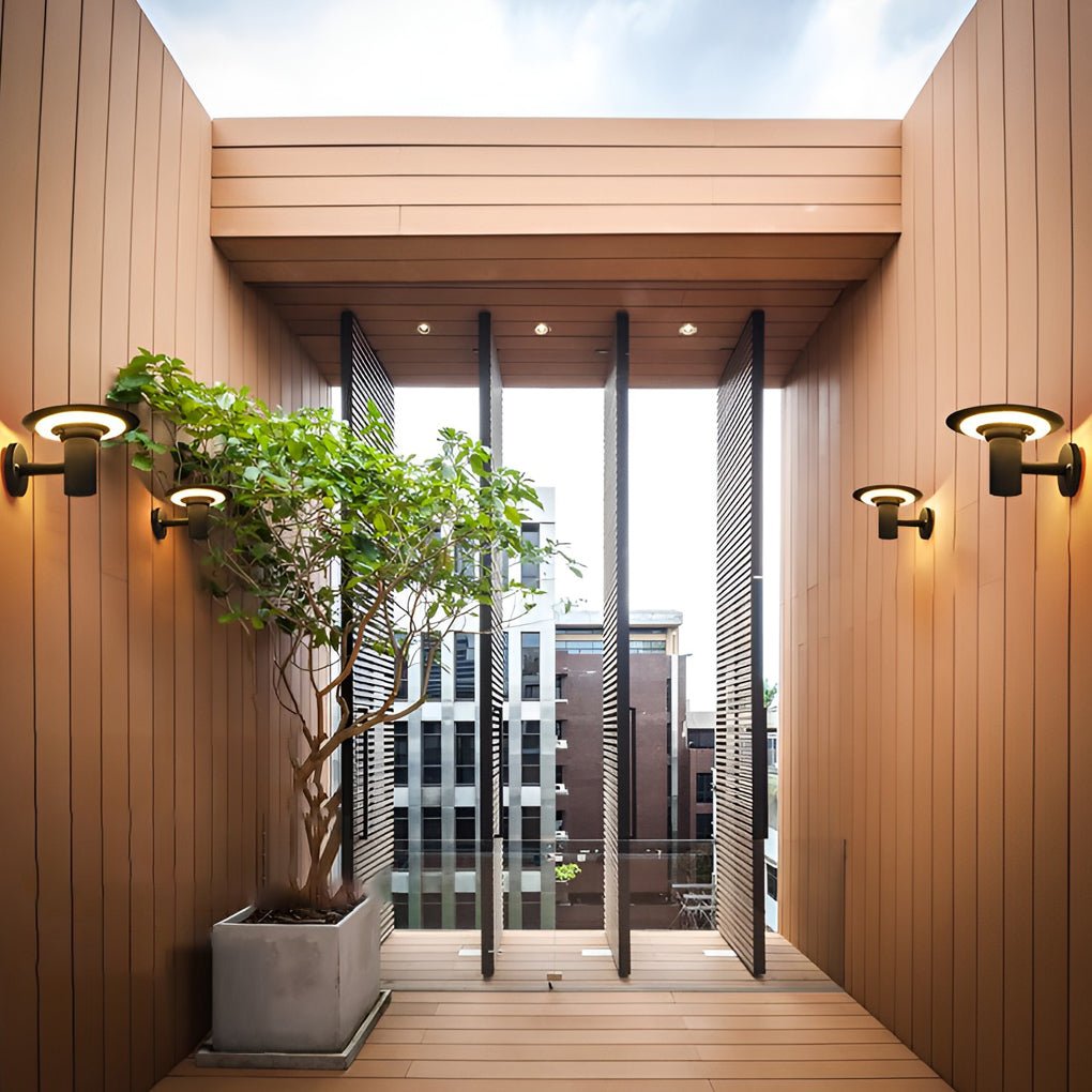 Round UFO Solar LED Outdoor Wall Light - Waterproof Die-Cast Aluminum