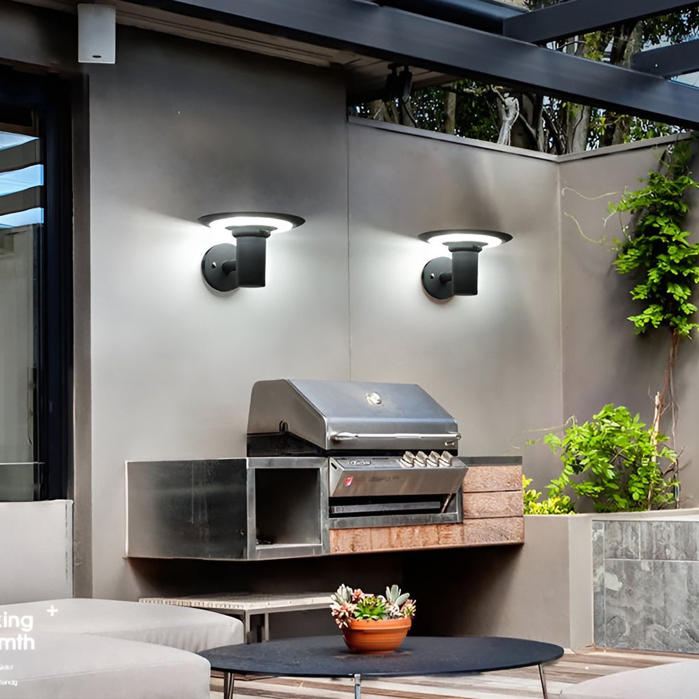 Round UFO Solar LED Outdoor Wall Light - Waterproof Die-Cast Aluminum