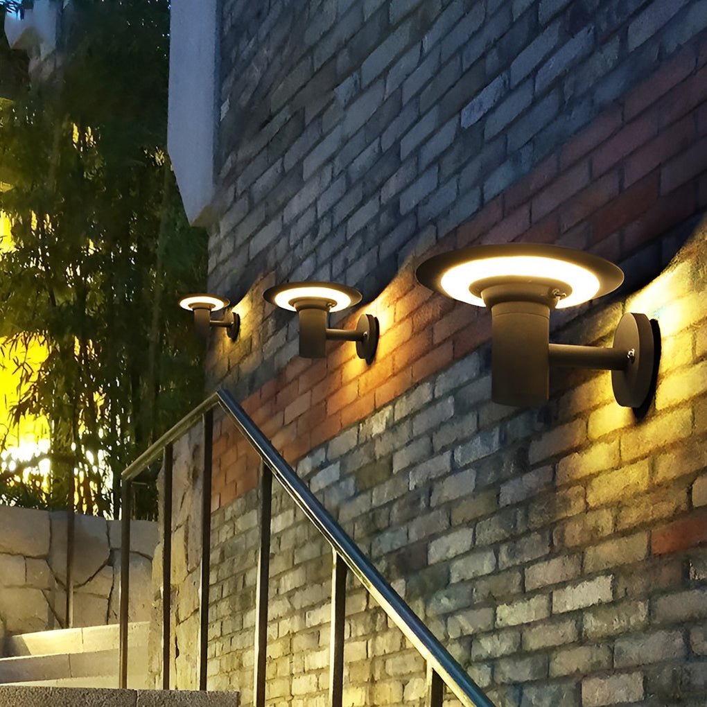 Round UFO Solar LED Outdoor Wall Light - Waterproof Die-Cast Aluminum