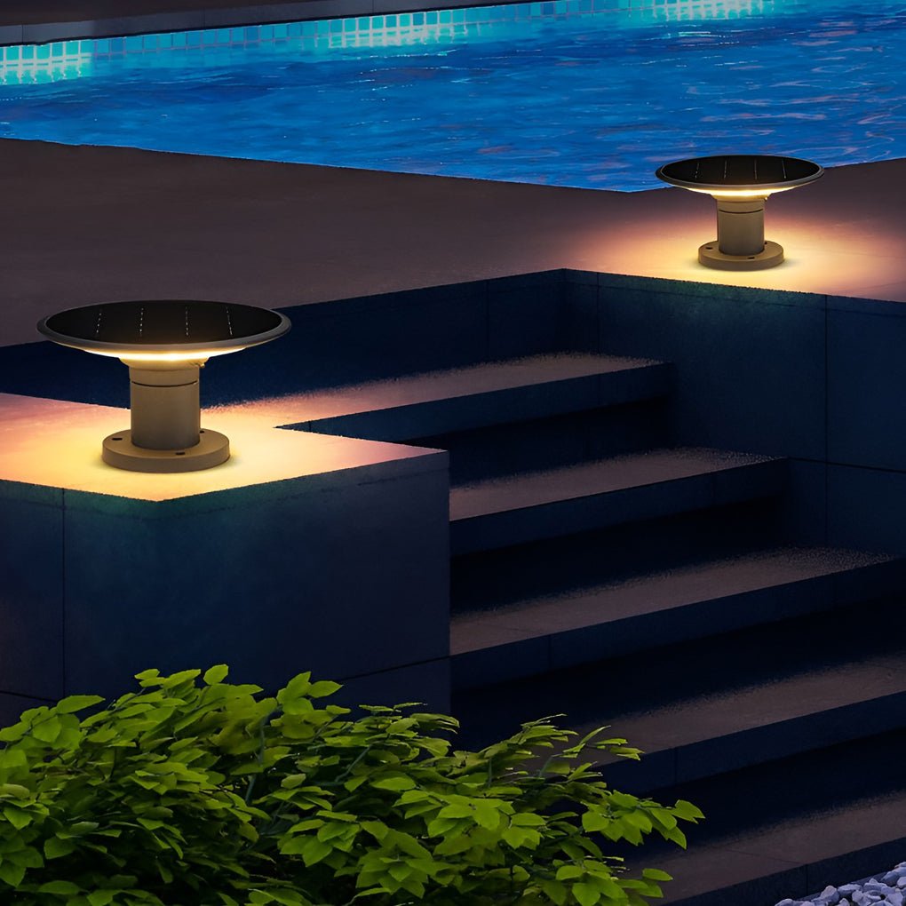 Solar UFO Fence Post Light with Dual Temperature LED – Aluminum