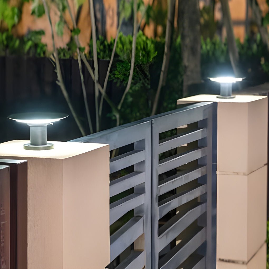 Solar UFO Fence Post Light with Dual Temperature LED – Aluminum
