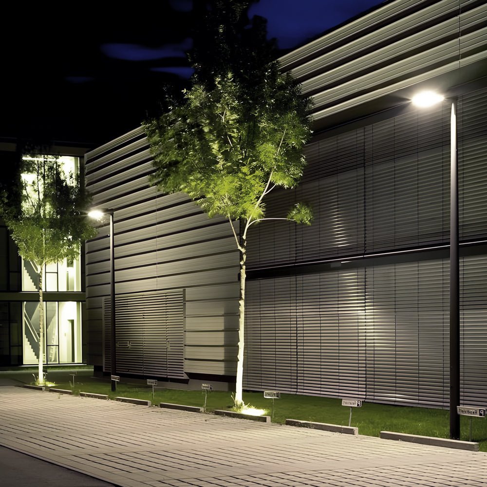 Modern Round Aluminum LED Post Top Light - Black Finish