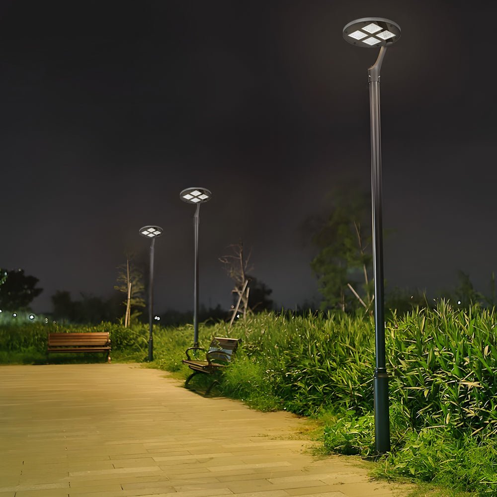 Modern Round Aluminum LED Post Top Light - Black Finish