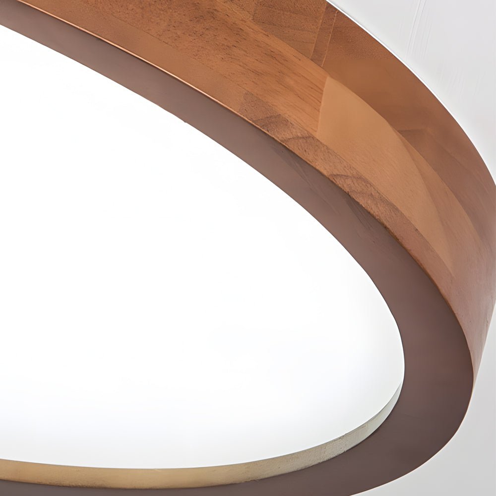 Round Wood Flush Mount Ceiling Light with Dimmable LED