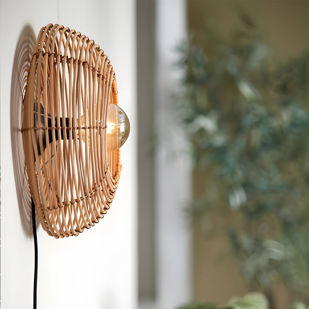 Round Woven Wabi-Sabi Pendant Light & Wall Sconce