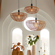 Round Woven Wabi-Sabi Pendant Light & Wall Sconce