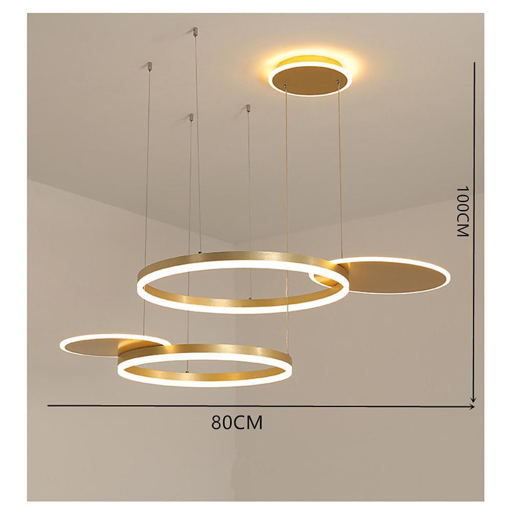 Modern 5-Ring LED Chandelier in Gold and Brown Finish