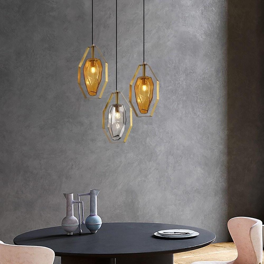 Nordic Glass Pendant Light with Electroplated Metal Finish
