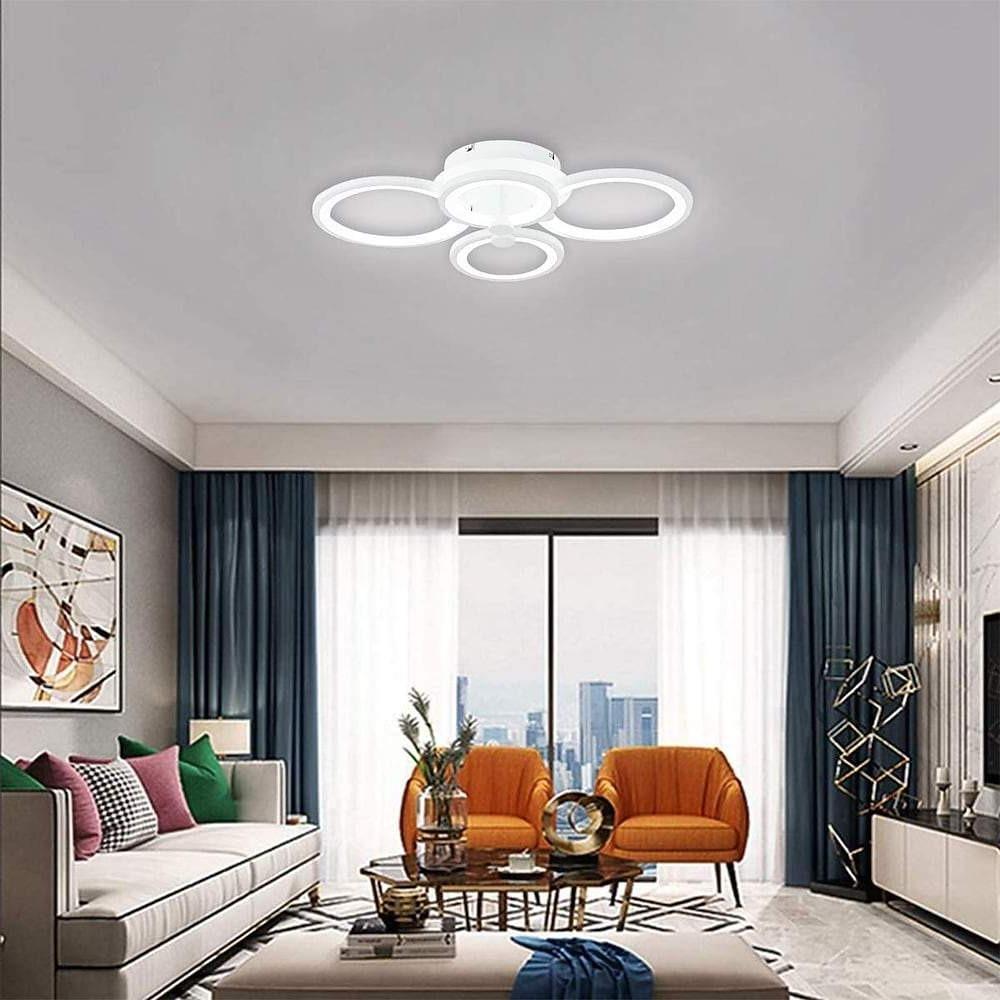 Modern Semi Flush Mount Light with Overlapping Rings - LED Ceiling