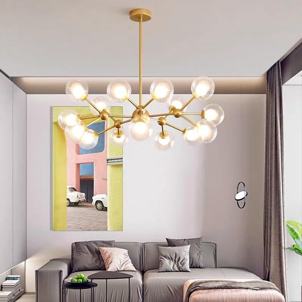 Modern Sputnik Chandelier 15-Light Glass Globe Cluster Pendant
