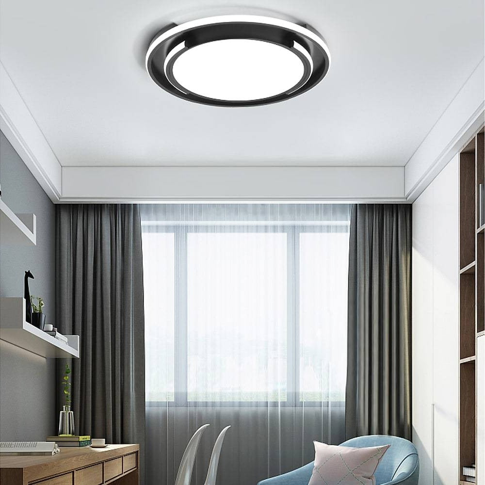 Circular Dimmable LED Flush Mount Ceiling Light in Black