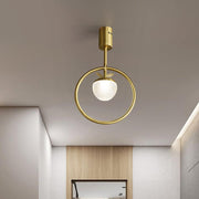 Gold Circle LED Flush Mount Ceiling Light - Nordic Modern Design