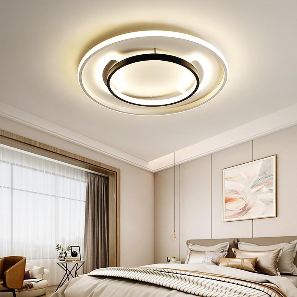 Modern Circle LED Flush Mount Ceiling Light - Metal & Acrylic