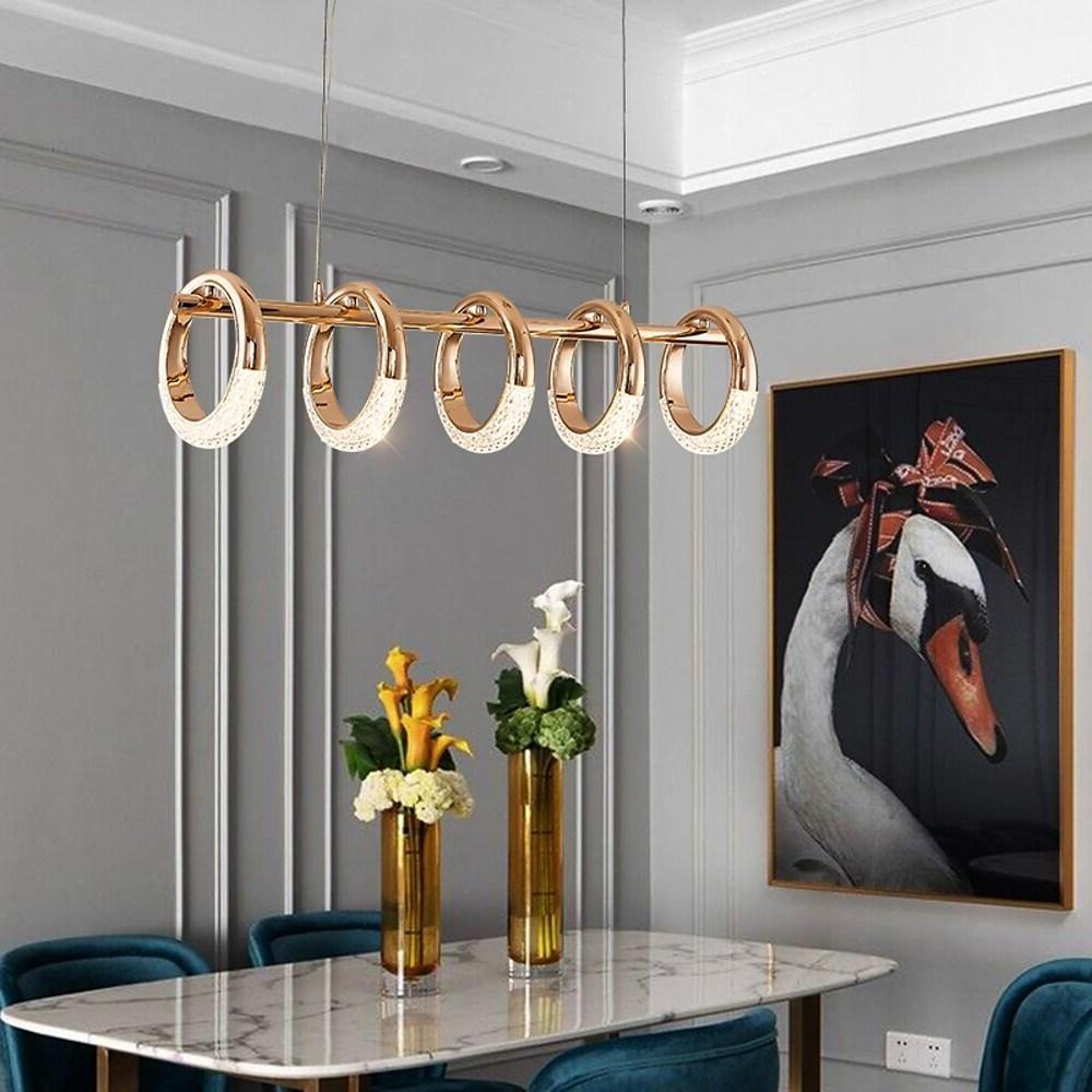 Modern Ring Pendant Light LED Gold Metal Dining Kitchen Ceiling