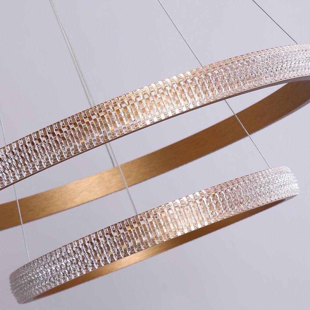 Modern Circle LED Chandelier Aluminum Acrylic Dining Room Light