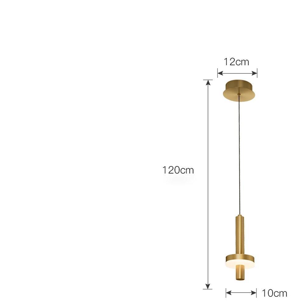 Modern Cylindrical Pendant Light Gold Copper Wood LED Fixture